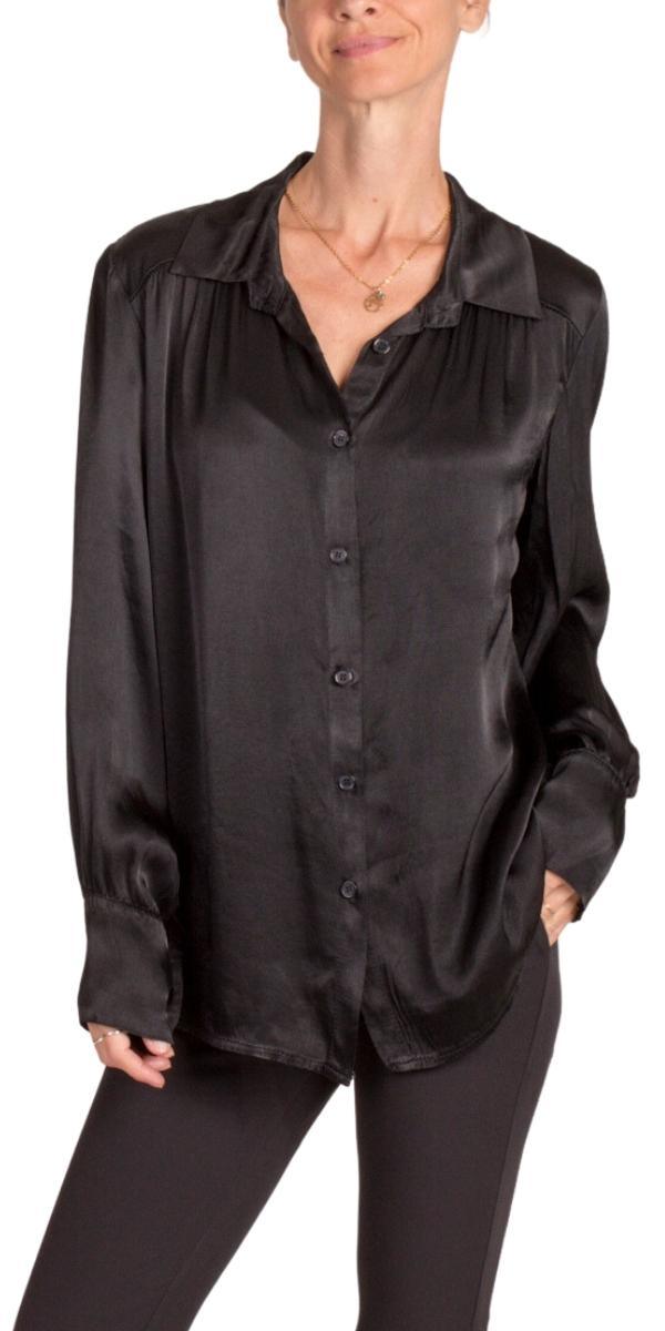 Gia Satin Top - Gigi Moda - Made in Italy # button down, collared, Gigi Moda, italian apparel, italian brand, Italian Clothing, italian shirt, Made in Italy, online shopping, OS, Satin, satin top, shop gigi moda, Top
