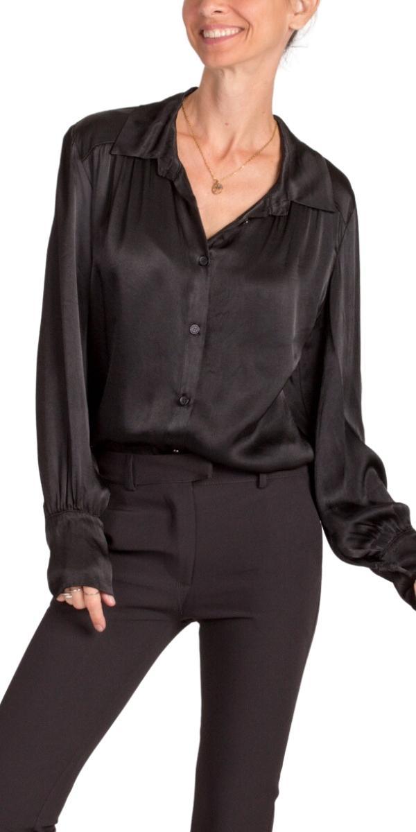 Gia Satin Top - Gigi Moda - Made in Italy # button down, collared, Gigi Moda, italian apparel, italian brand, Italian Clothing, italian shirt, Made in Italy, online shopping, OS, Satin, satin top, shop gigi moda, Top