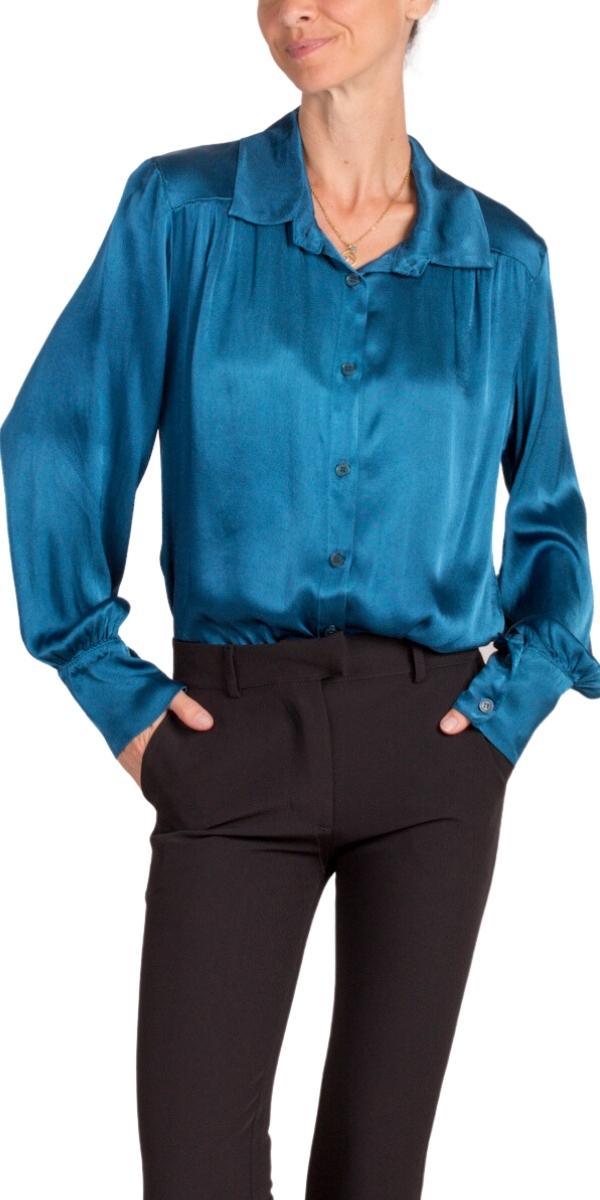 Gia Satin Top - Gigi Moda - Made in Italy # button down, collared, Gigi Moda, italian apparel, italian brand, Italian Clothing, italian shirt, Made in Italy, online shopping, OS, Satin, satin top, shop gigi moda, Top