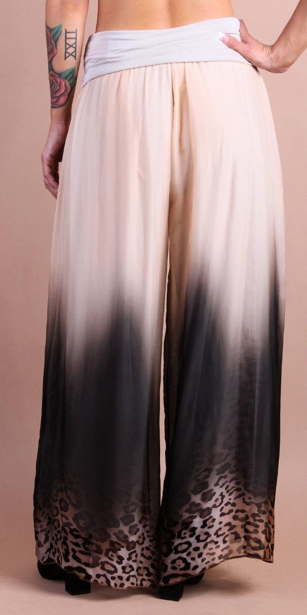 Savanna Silk Pant - Gigi Moda - Made in Italy # cheetah print, elastic waistband, Gigi Moda, italian apparel, italian clothes, Italian Clothing, italian silk, Made in Italy, matching set, maxretail, Ombre, one size, online shopping, Pants, shop gigi moda, Silk, silk pants