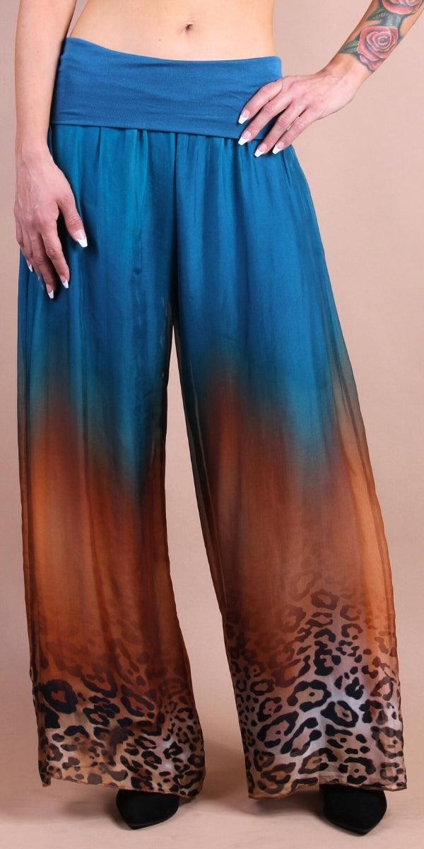 Savanna Silk Pant - Gigi Moda - Made in Italy # cheetah print, elastic waistband, Gigi Moda, italian apparel, italian clothes, Italian Clothing, italian silk, Made in Italy, matching set, maxretail, Ombre, one size, online shopping, Pants, shop gigi moda, Silk, silk pants