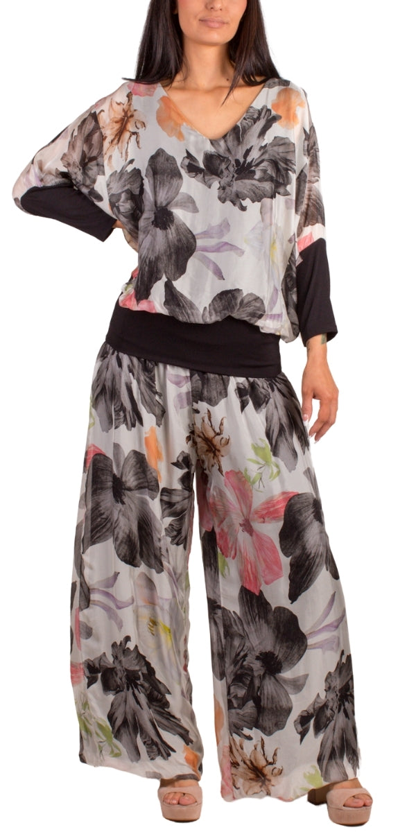 Aspen Floral Pant - Gigi Moda - Made in Italy # Balloon Hem, balloon pants, elastic waist, Elastic Waist Palazzo, elastic waistband, feminine, floral, Floral Print, flowy, Gigi Moda, Made in Italy, palazzo, resort, resort wear, shop gigi moda, woman, women clothes