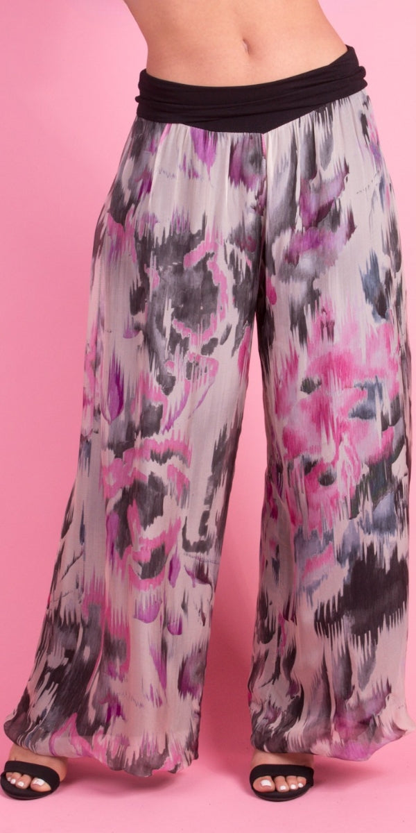 Aspen Artista Pant - Gigi Moda - Made in Italy # Abstract, abstract print, Balloon Hem, balloon pants, elastic waist, Elastic Waist Palazzo, elastic waistband, feminine, floral, flowy, Gigi Moda, Made in Italy, palazzo, resort, resort wear, shop gigi moda, watercolor, Watercolor Print, woman, women clothes