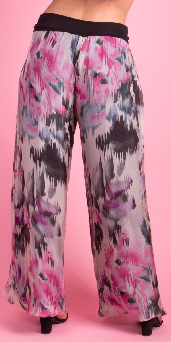 Aspen Artista Pant - Gigi Moda - Made in Italy # Abstract, abstract print, Balloon Hem, balloon pants, elastic waist, Elastic Waist Palazzo, elastic waistband, feminine, floral, flowy, Gigi Moda, Made in Italy, palazzo, resort, resort wear, shop gigi moda, watercolor, Watercolor Print, woman, women clothes