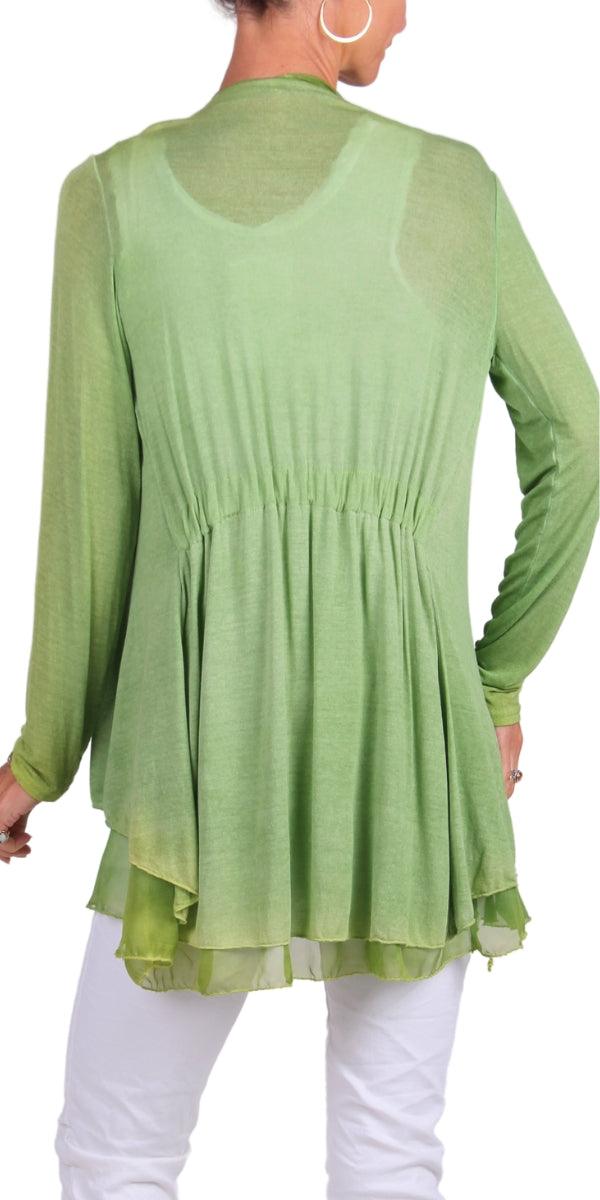 Pia Cardigan - Gigi Moda - Made in Italy # Cardigan, fall, Gigi Moda, italian top, Jacket, Knit, Made in Italy, one size, OS, resort wear, Ruffle, Silk, Sleeves, spring, summer, washable