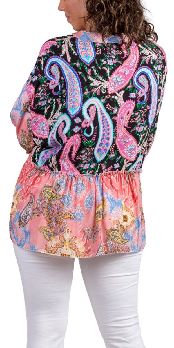 Berttina Blouse - Gigi Moda - Made in Italy # balloon sleeve, Blouse, flower print, Gigi Moda, Made in Italy, maxretail, paisley, peplum, shirt, Sleeves