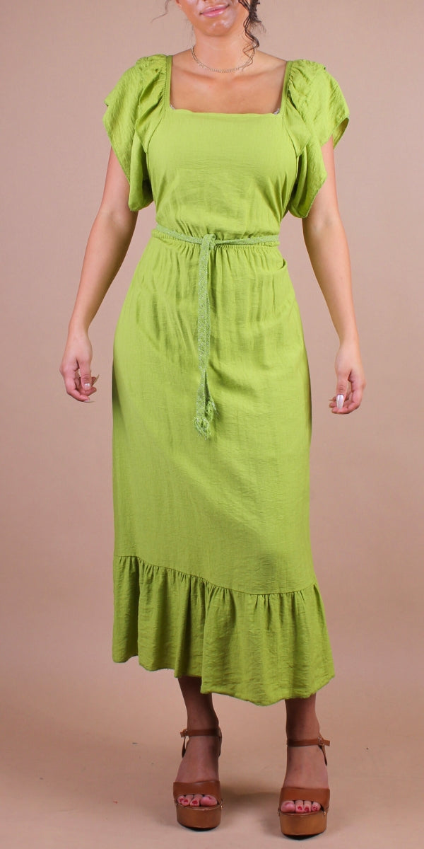 Latera Dress - Gigi Moda - Made in Italy # A-Line Dress, Dress, Flutter sleeve, gigi moda, long dress, Made in Italy, midi dress, resort wear, ruffled hem, sundress, Tier Ruffle