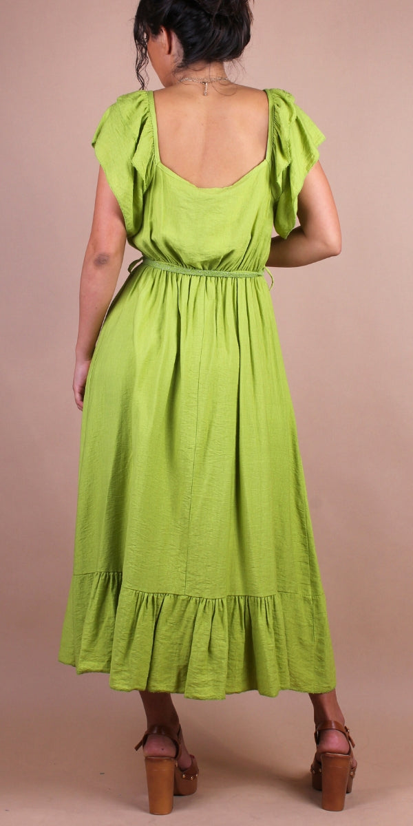 Latera Dress - Gigi Moda - Made in Italy # A-Line Dress, Dress, Flutter sleeve, gigi moda, long dress, Made in Italy, midi dress, resort wear, ruffled hem, sundress, Tier Ruffle