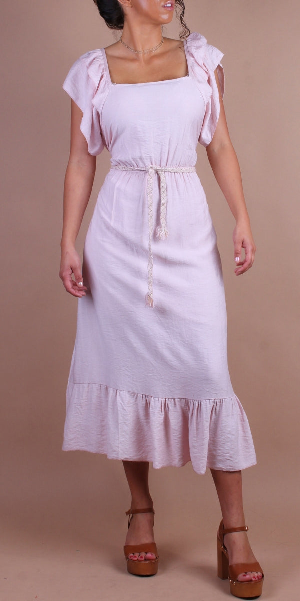 Latera Dress - Gigi Moda - Made in Italy # A-Line Dress, Dress, Flutter sleeve, gigi moda, long dress, Made in Italy, midi dress, resort wear, ruffled hem, sundress, Tier Ruffle