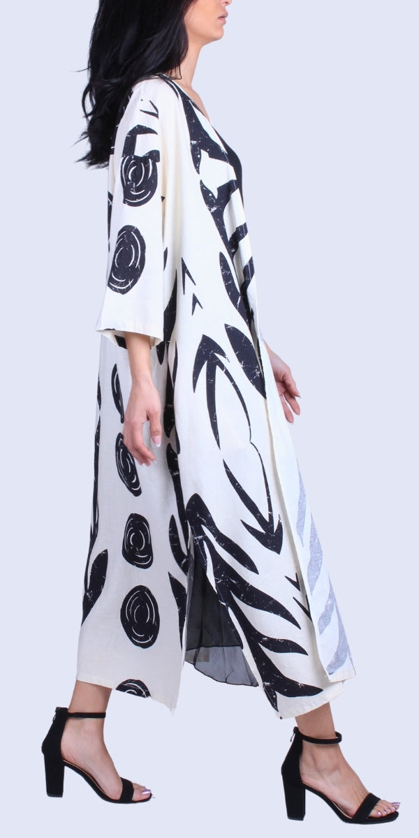 Esotico Duster - Gigi Moda - Made in Italy # Cardigan, duster, Gigi Moda, Jacket, Made in Italy, maxi cardigan, OS, Pockets, side slit, tribal print