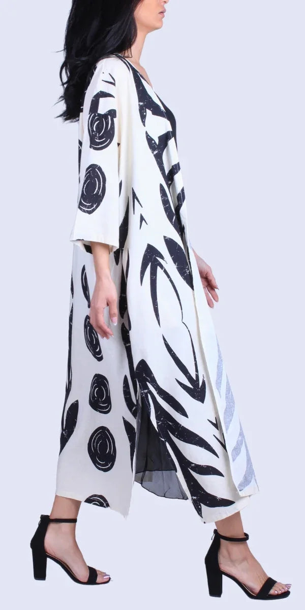 Esotico Duster - Gigi Moda - Made in Italy # Cardigan, duster, Gigi Moda, Jacket, Made in Italy, maxi cardigan, OS, Pockets, side slit, tribal print