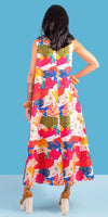 La Caraibica Dress - Gigi Moda - Made in Italy # Dress, floral, gigi moda, long dress, Made in Italy, Maxi, resort wear, scalloped neckline, tropical, tropical print, v neck