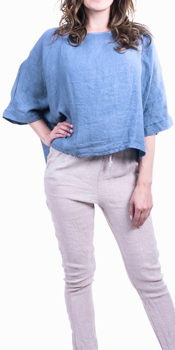 Lucy Blouse - Gigi Moda - Made in Italy # 100% Linen, Blouse, casual, free shipping, Gigi Moda, Kaftan, Linen, Made in Italy, OS, resort wear, spring, summer