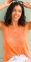 Monroe Shimmer Top - Gigi Moda - Made in Italy # double v neck, Gigi Moda, jersey, Made in Italy, one size, OS, shimmery, Sleeveless, spring, summer, Tank Top, Top, V-Neck