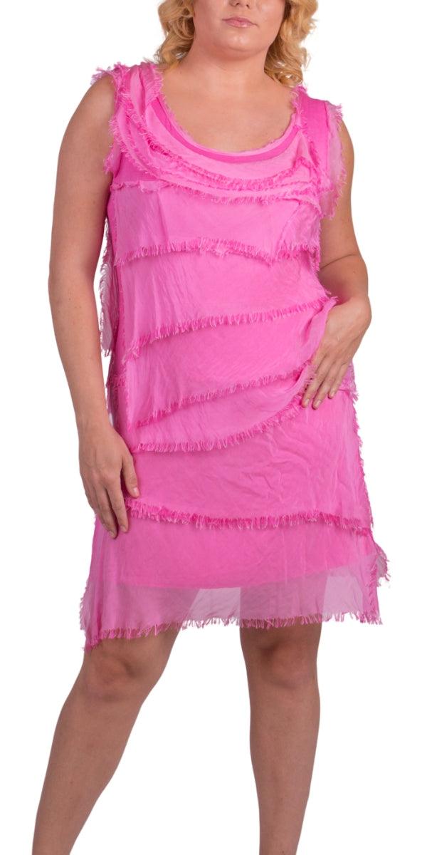 Siena Sleeveless Dress - Gigi Moda - Made in Italy # 100% Silk, ASSYMETRICAL RUFFLE DRESS, Dress, Gigi Moda, Made in Italy, MOB DRESS, MOD, MOG, MOG DRESS, MOTHER OF GROOM DRESS, MOTHER OF THE BRIDE DRESS, one size, OS, RUFFLE DRESS ITALY, RUFFLED DRESS, ruffles, RUFFLES DRESS, Silk, Sleeveless, SLEEVELESS DRESS, TIERED RUFFLED DRESS