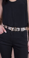 Lunetta Metallic Leather Belt