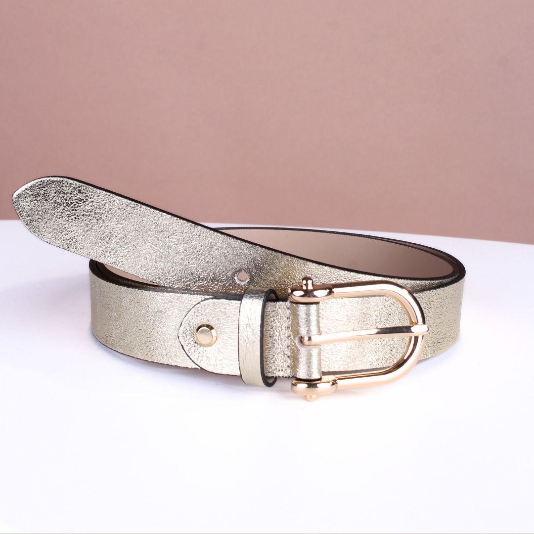 Lunetta Metallic Leather Belt