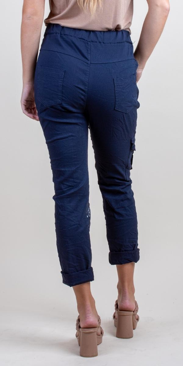 Umbria Cotton Pant - Gigi Moda - Made in Italy # casual, comforatable fit, comfortable, comfy, Cotton, cropped pants, drawstring, drawstring pant, fall, fashion, Gigi Moda, gigimoda, glitter, italian, Made in Italy, new, OS, Pants, pockets, spring, summer