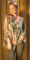 Angelo Marble Silk Blouse - Shop Gigi Moda - Made in Italy # 100% Silk, 2 piece, baroque, Blouse, button down, button up, comforatable fit, Dolman sleeve, dolman sleeves, italian silk top, made in italy, silk blouse, Silk top, Tops, womans clothing