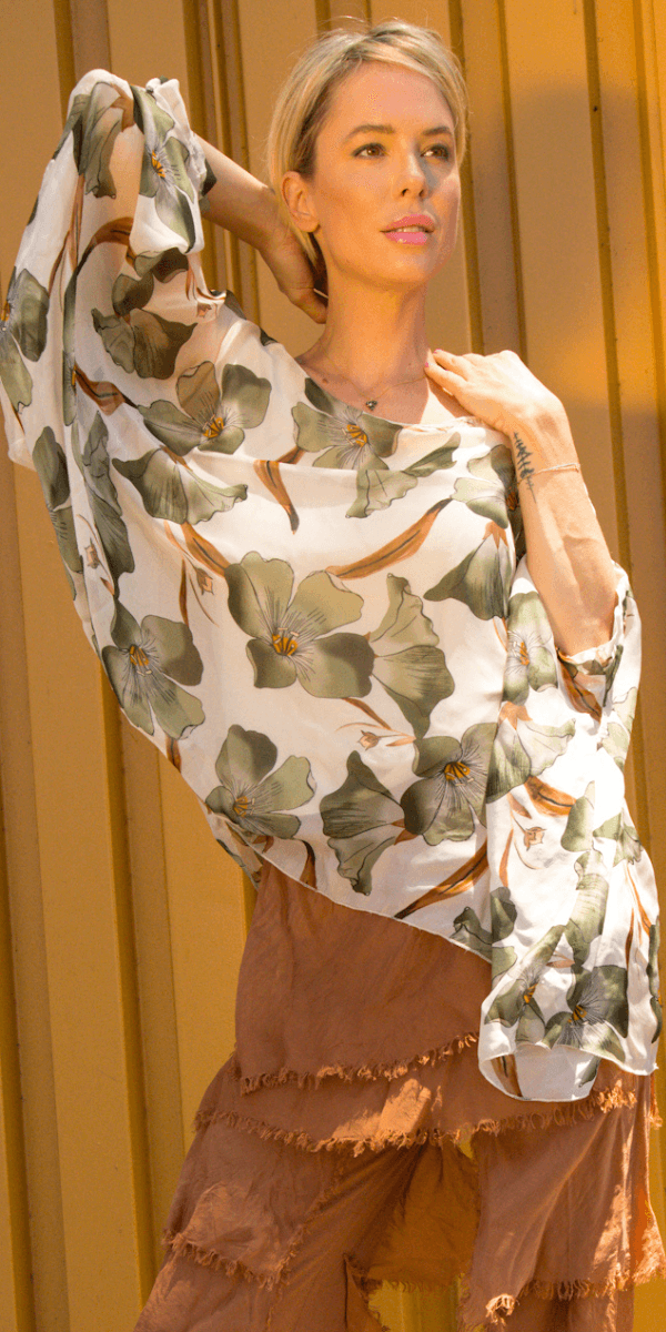 Aria Orchid Kaftan - Gigi Moda - Made in Italy # floral, floral design, Floral Print, gigi moda, kaftan, made in italy, maxretail, orchid, resort, resort wear, silk, viscose