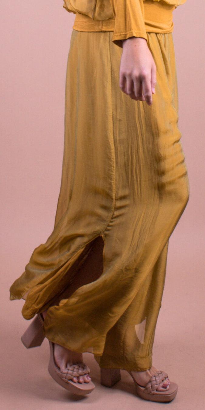 Jasmin Slit Pant - Gigi Moda - Made in Italy # fall, free shipping, Made in Italy, OS, resort, resort wear, Silk, Slit, spring, summer, winter