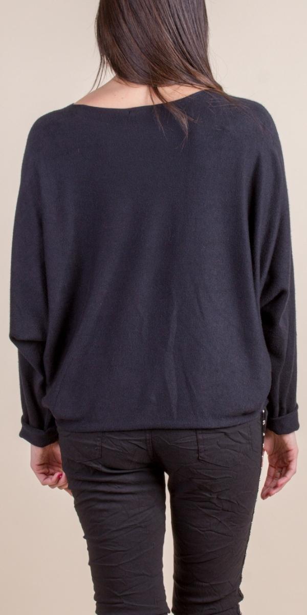 Fonda Batwing Sweater - Gigi Moda - Made in Italy # batwing, Gigi Moda, Knit, knit sweater, Made in Italy, Metallic, OS, rhinestone, Round Neck, star, Star Design, Sweater