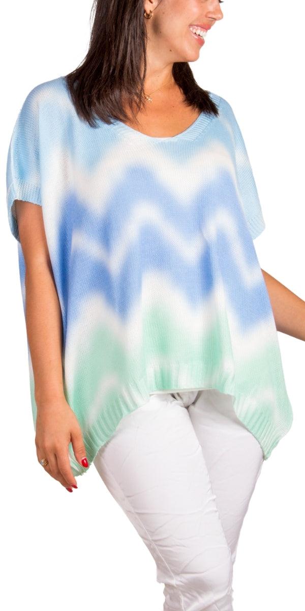 Vesta Sweater - Gigi Moda - Made in Italy # Cap Sleeve, cap sleeves, comforatable fit, Gigi Moda, Italian Sweater, Knit, knit sweater, made in italy, shop gigi moda, Sweater, Tie Dye, V Neck, Vest, womans clothing