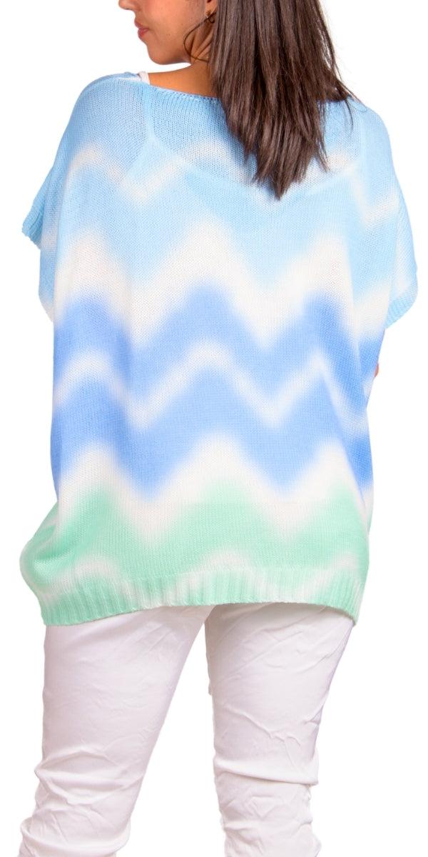 Vesta Sweater - Gigi Moda - Made in Italy # Cap Sleeve, cap sleeves, comforatable fit, Gigi Moda, Italian Sweater, Knit, knit sweater, made in italy, shop gigi moda, Sweater, Tie Dye, V Neck, Vest, womans clothing