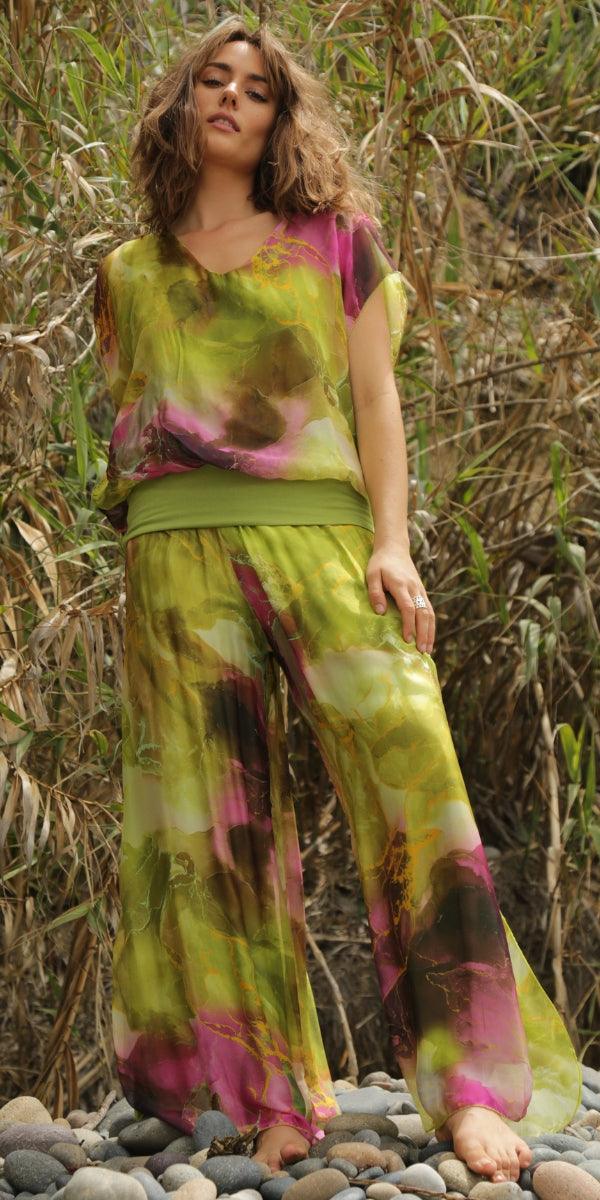 Jasmin Tempesta Slit Pant - Gigi Moda - Made in Italy # 100% Silk, Gigi Moda, italian apparel, italian clothes, Italian Clothing, italian silk, Made in Italy, one size, online shopping, OS, Pants, shop gigi moda, Silk
