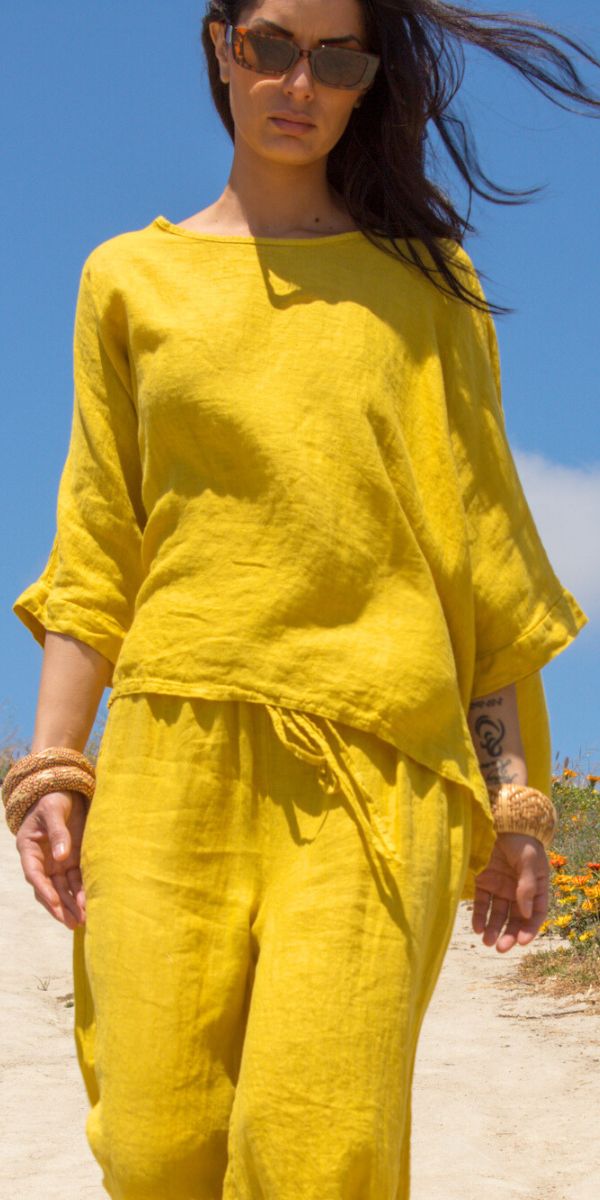 Lucy Blouse - Gigi Moda - Made in Italy # 100% Linen, Blouse, casual, free shipping, Gigi Moda, Kaftan, Linen, Made in Italy, OS, resort wear, spring, summer