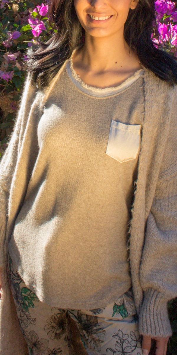 Gaia Knit Top - Gigi Moda - Made in Italy # comforatable fit, Gigi Moda, Knit, Long Sleeve, made in italy, Pocket, shop gigi moda, Soft, womans clothing