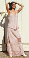 Coqueta Skirt - Gigi Moda - Made in Italy # elastic waistband, gigi moda, lace, Made in Italy, Maxi Skirt, Satin, skirt
