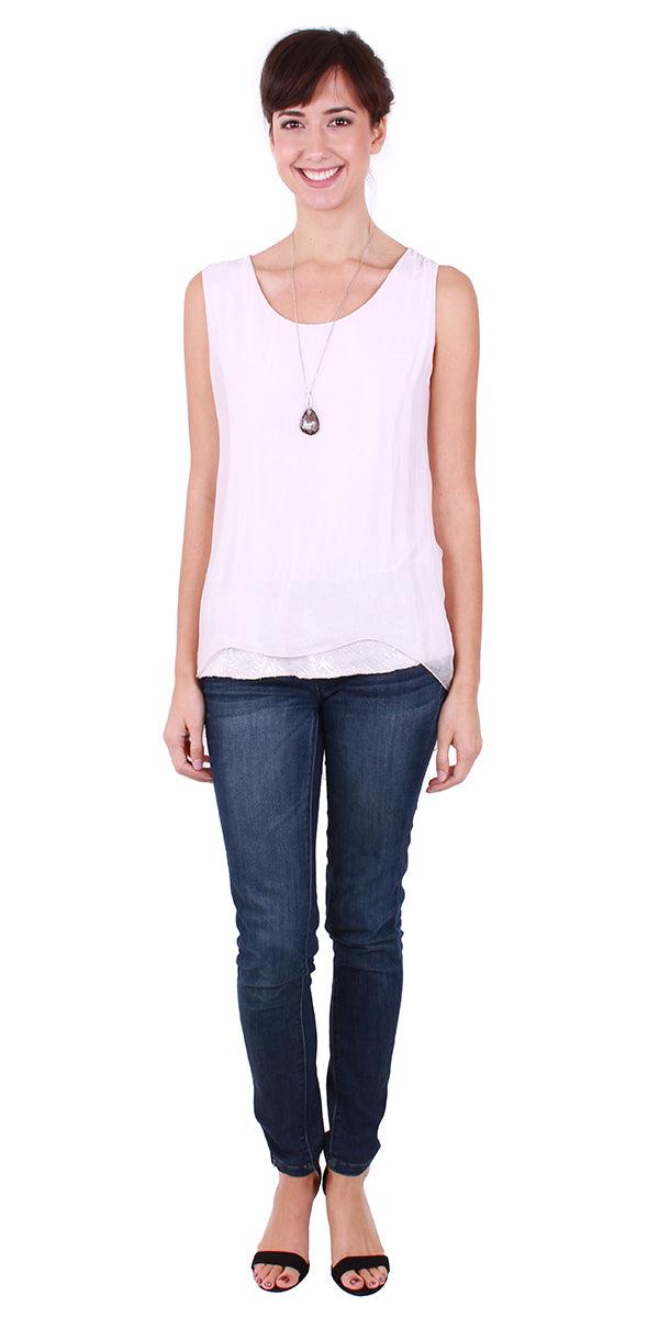 Tara Top - Gigi Moda - Made in Italy # Blouse, Gigi Moda, italian top, Made in Italy, OS, resort wear, Silk, Sleeveless, spring, summer, Top, viscose, washable