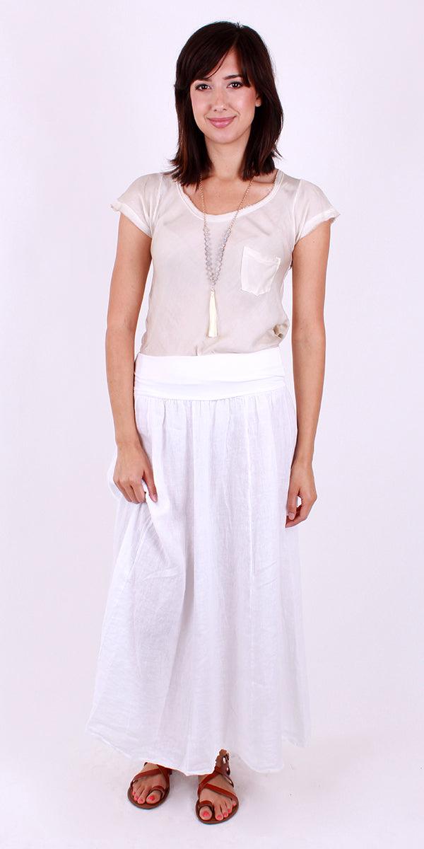 Palia Linen Skirt - Gigi Moda - Made in Italy # based in California, comfortable fit, elastic waist, elastic waistband, Gigi Moda, italian brand, italian clothes, italian fashion, italian linen, Linen, long skirt, womens fashion