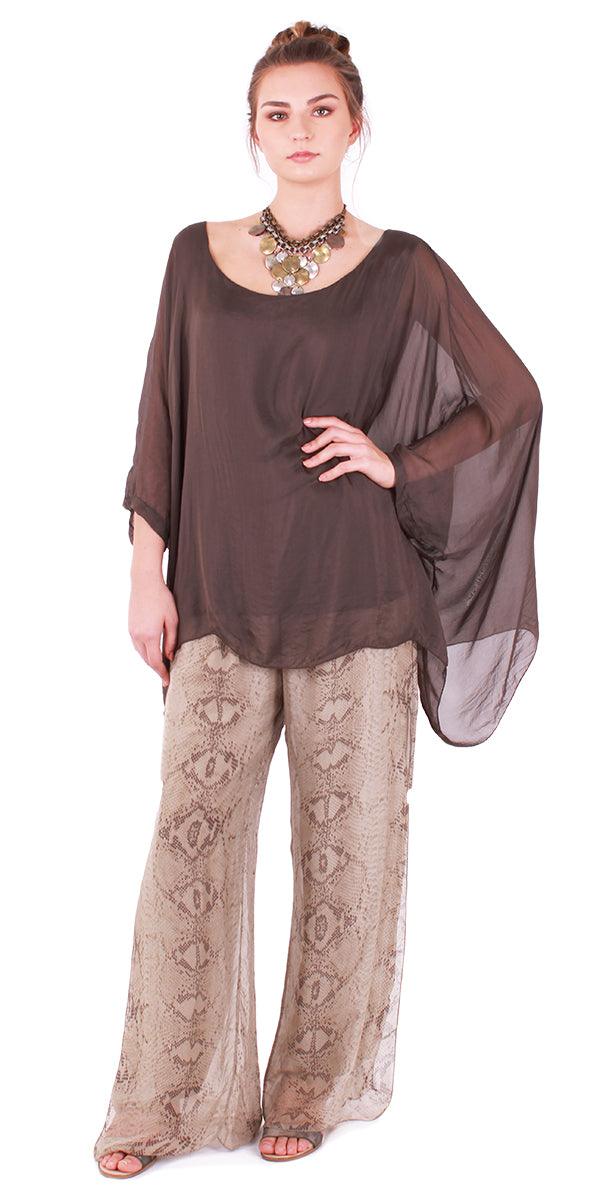 Seta Cara Kaftan - Gigi Moda - Made in Italy # 100% Silk, Blouse, Kaftan, Made in Italy, OS, resort, resort wear, Silk