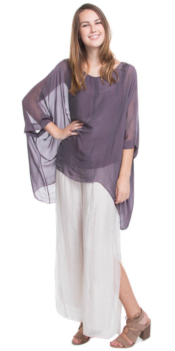 Seta Cara Kaftan - Gigi Moda - Made in Italy # 100% Silk, Blouse, Kaftan, Made in Italy, OS, resort, resort wear, Silk