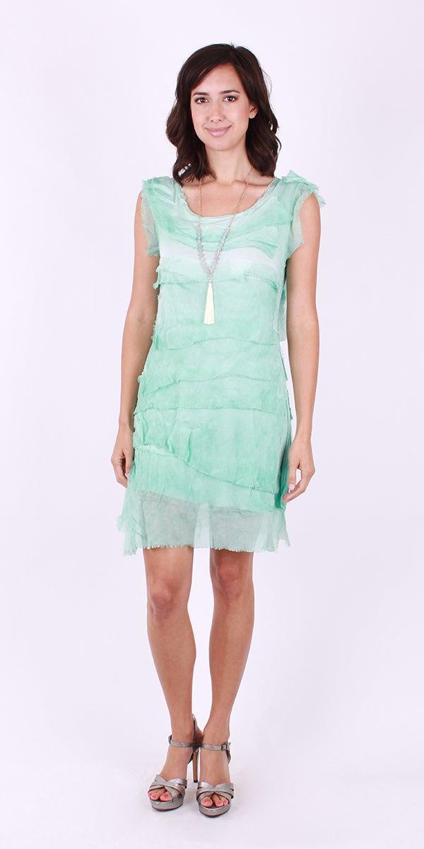 Siena Sleeveless Dress - Gigi Moda - Made in Italy # 100% Silk, ASSYMETRICAL RUFFLE DRESS, Dress, Gigi Moda, Made in Italy, MOB DRESS, MOD, MOG, MOG DRESS, MOTHER OF GROOM DRESS, MOTHER OF THE BRIDE DRESS, one size, OS, RUFFLE DRESS ITALY, RUFFLED DRESS, ruffles, RUFFLES DRESS, Silk, Sleeveless, SLEEVELESS DRESS, TIERED RUFFLED DRESS