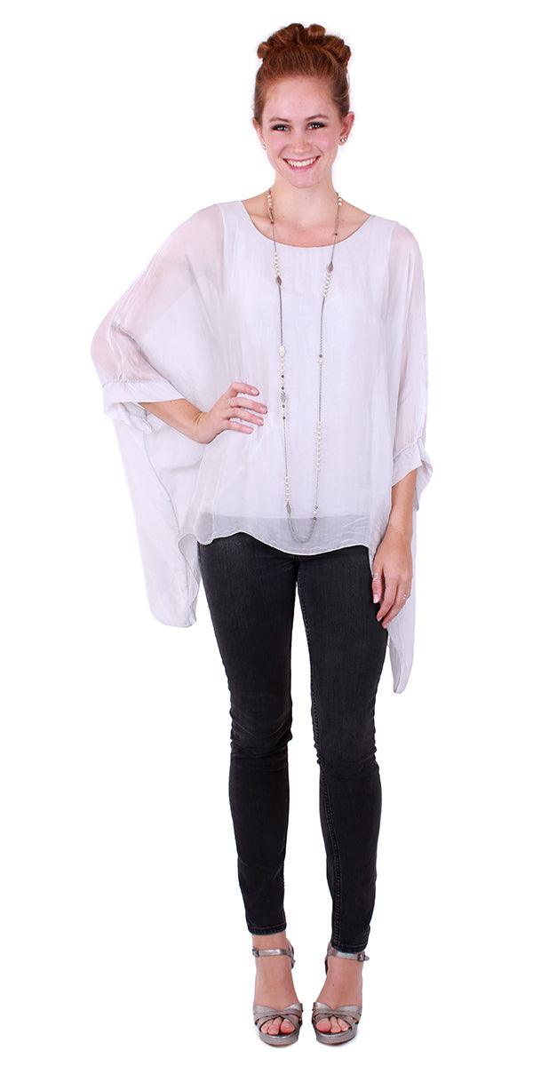 Seta Cara Kaftan - Gigi Moda - Made in Italy # 100% Silk, Blouse, Kaftan, Made in Italy, OS, resort, resort wear, Silk