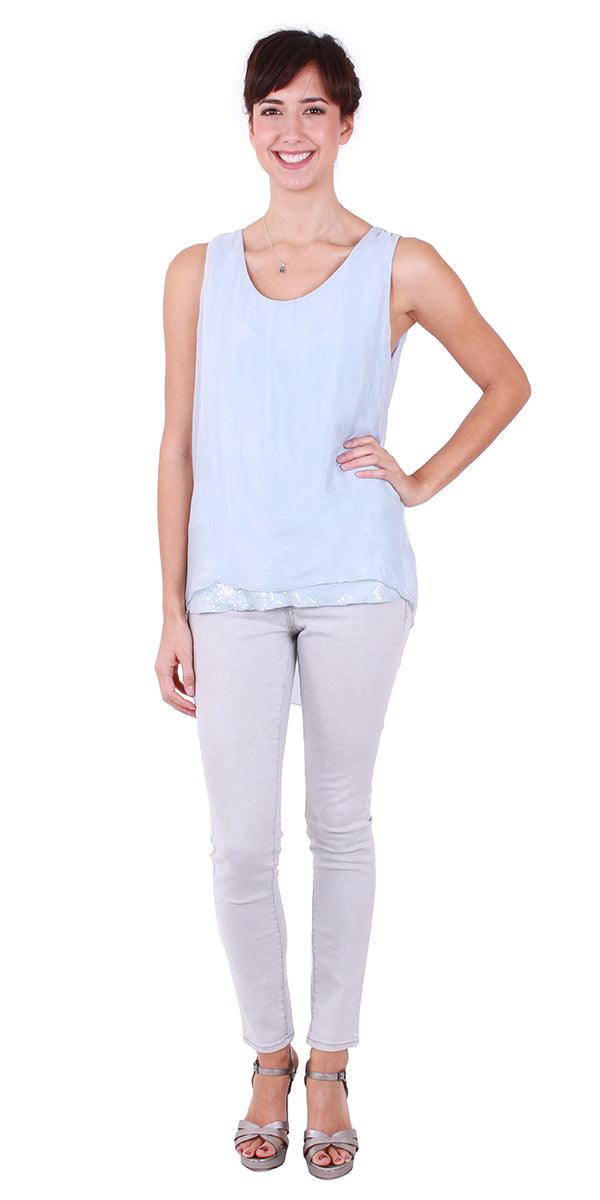 Tara Top - Gigi Moda - Made in Italy # Blouse, Gigi Moda, italian top, Made in Italy, OS, resort wear, Silk, Sleeveless, spring, summer, Top, viscose, washable