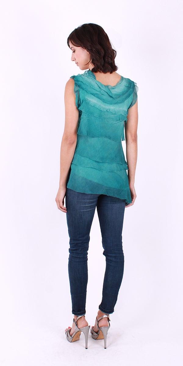 Siena Sleeveless Top - Gigi Moda - Made in Italy # Blouse, Gigi Moda, Made in Italy, one size, OS, Ruffle, Silk, Sleeveless, Top