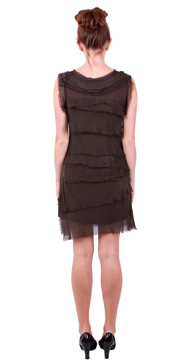 Siena Sleeveless Dress - Gigi Moda - Made in Italy # 100% Silk, ASSYMETRICAL RUFFLE DRESS, Dress, Gigi Moda, Made in Italy, MOB DRESS, MOD, MOG, MOG DRESS, MOTHER OF GROOM DRESS, MOTHER OF THE BRIDE DRESS, one size, OS, RUFFLE DRESS ITALY, RUFFLED DRESS, ruffles, RUFFLES DRESS, Silk, Sleeveless, SLEEVELESS DRESS, TIERED RUFFLED DRESS