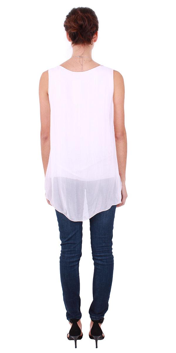 Tara Top - Gigi Moda - Made in Italy # Blouse, Gigi Moda, italian top, Made in Italy, OS, resort wear, Silk, Sleeveless, spring, summer, Top, viscose, washable