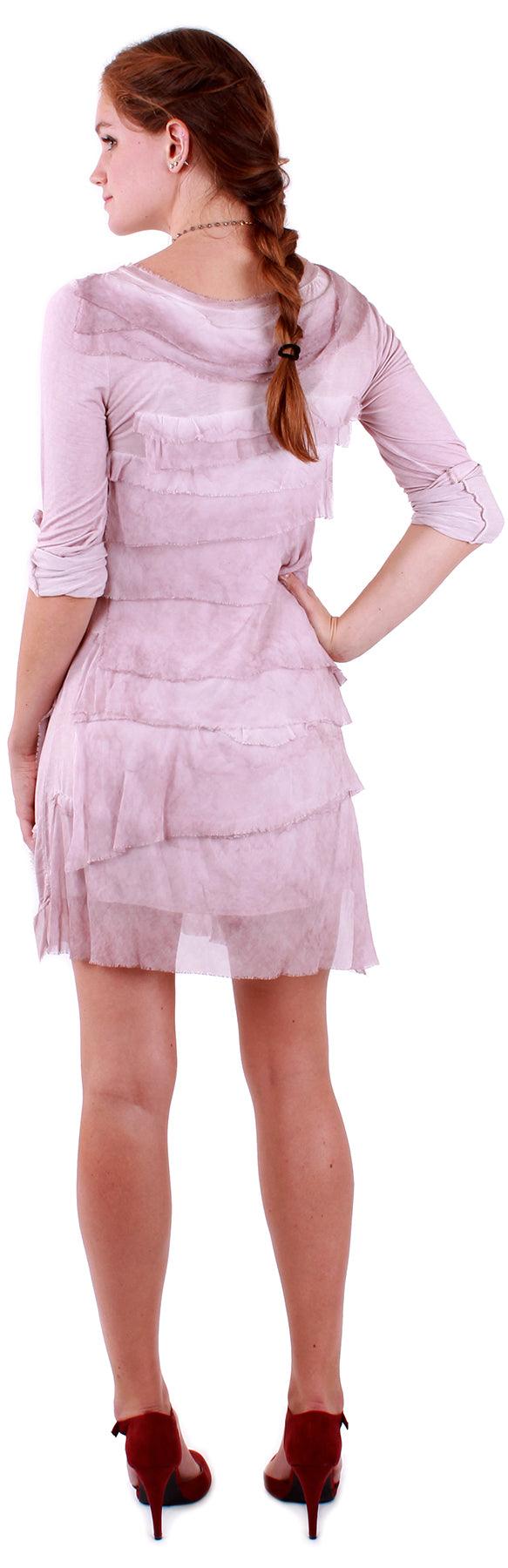 Siena Sleeve Dress - Gigi Moda - Made in Italy # 100% Silk, Dress, hand wash, italien dress, layered, Long Sleeve, Made in Italy, one size, OS, Ruffle, Sleeves, washable, washed