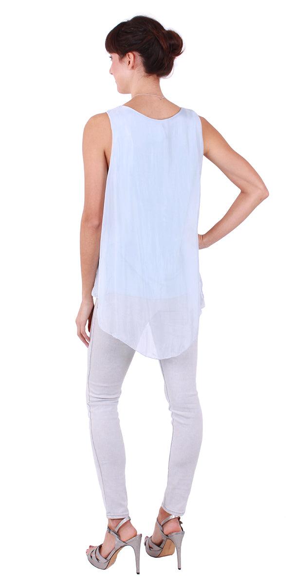 Tara Top - Gigi Moda - Made in Italy # Blouse, Gigi Moda, italian top, Made in Italy, OS, resort wear, Silk, Sleeveless, spring, summer, Top, viscose, washable