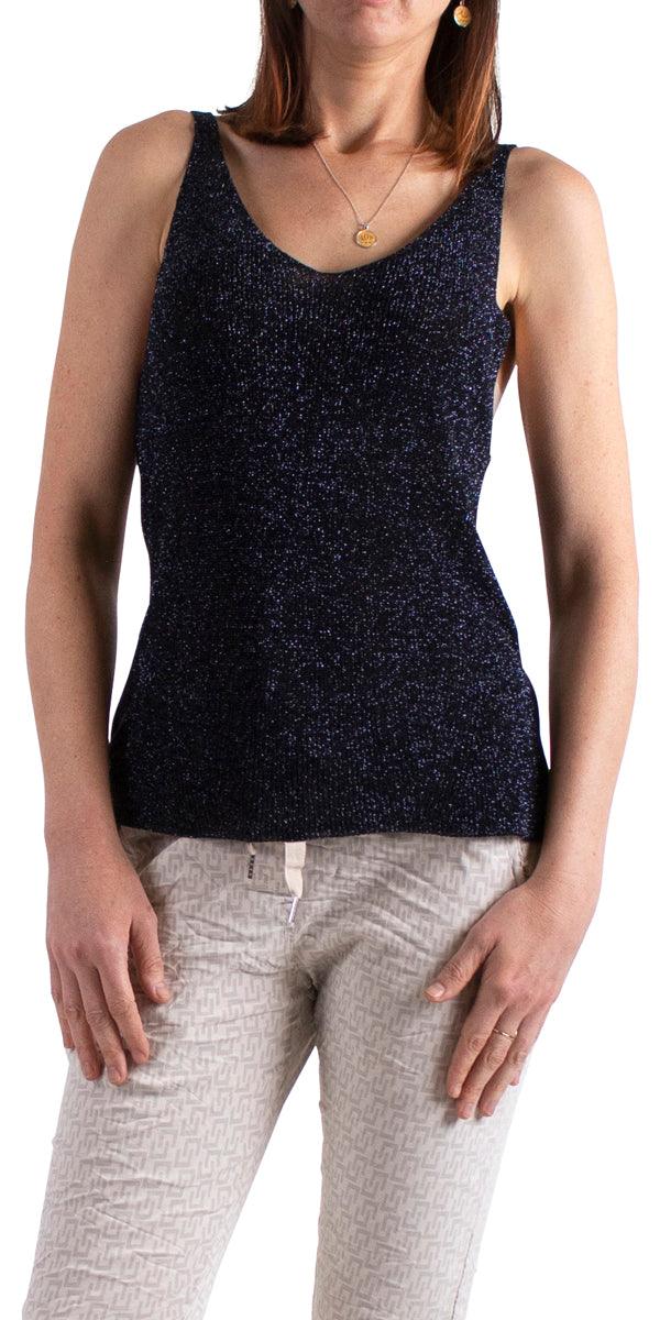 Ruby Shimmer Tank - Gigi Moda - Made in Italy # Gigi Moda, jersey, Made in Italy, one size, OS, shimmery, Sleeveless, spring, summer, Tank Top, Top, V-Neck