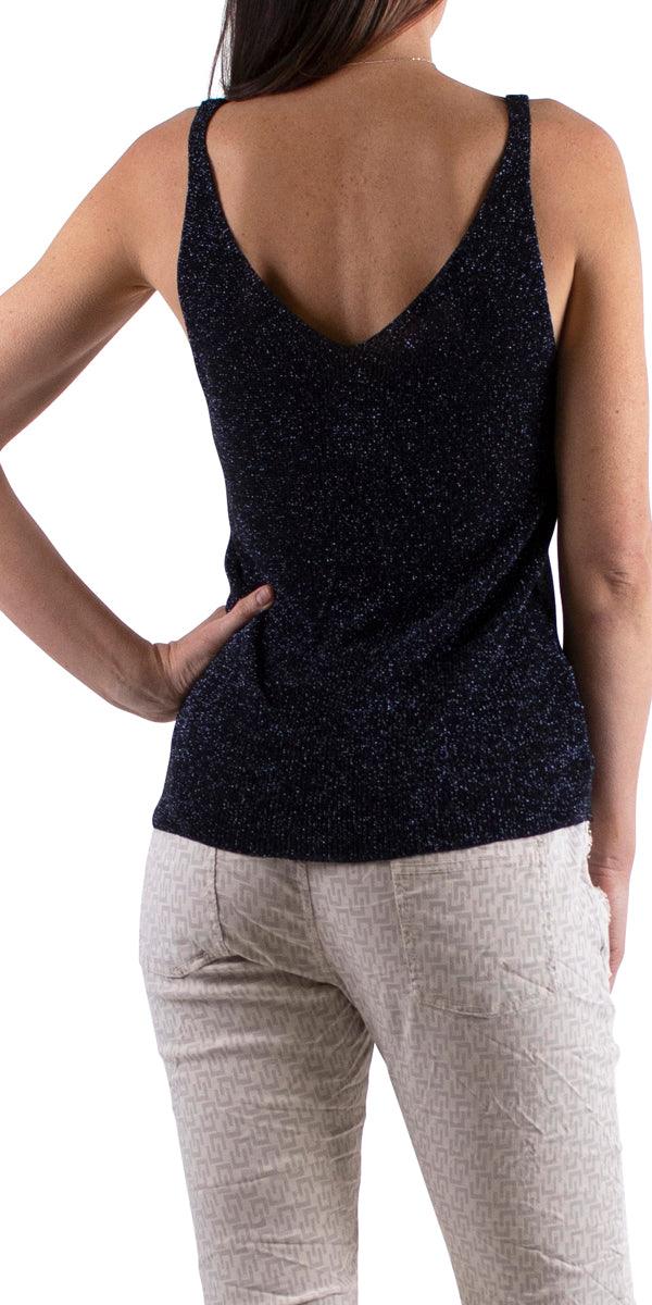 Ruby Shimmer Tank - Gigi Moda - Made in Italy # Gigi Moda, jersey, Made in Italy, one size, OS, shimmery, Sleeveless, spring, summer, Tank Top, Top, V-Neck