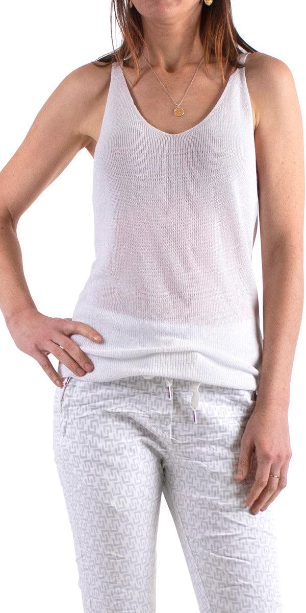Ruby Shimmer Tank - Gigi Moda - Made in Italy # Gigi Moda, jersey, Made in Italy, one size, OS, shimmery, Sleeveless, spring, summer, Tank Top, Top, V-Neck