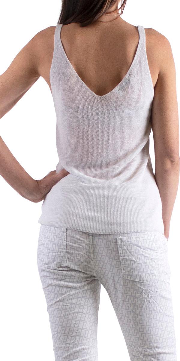 Ruby Shimmer Tank - Gigi Moda - Made in Italy # Gigi Moda, jersey, Made in Italy, one size, OS, shimmery, Sleeveless, spring, summer, Tank Top, Top, V-Neck