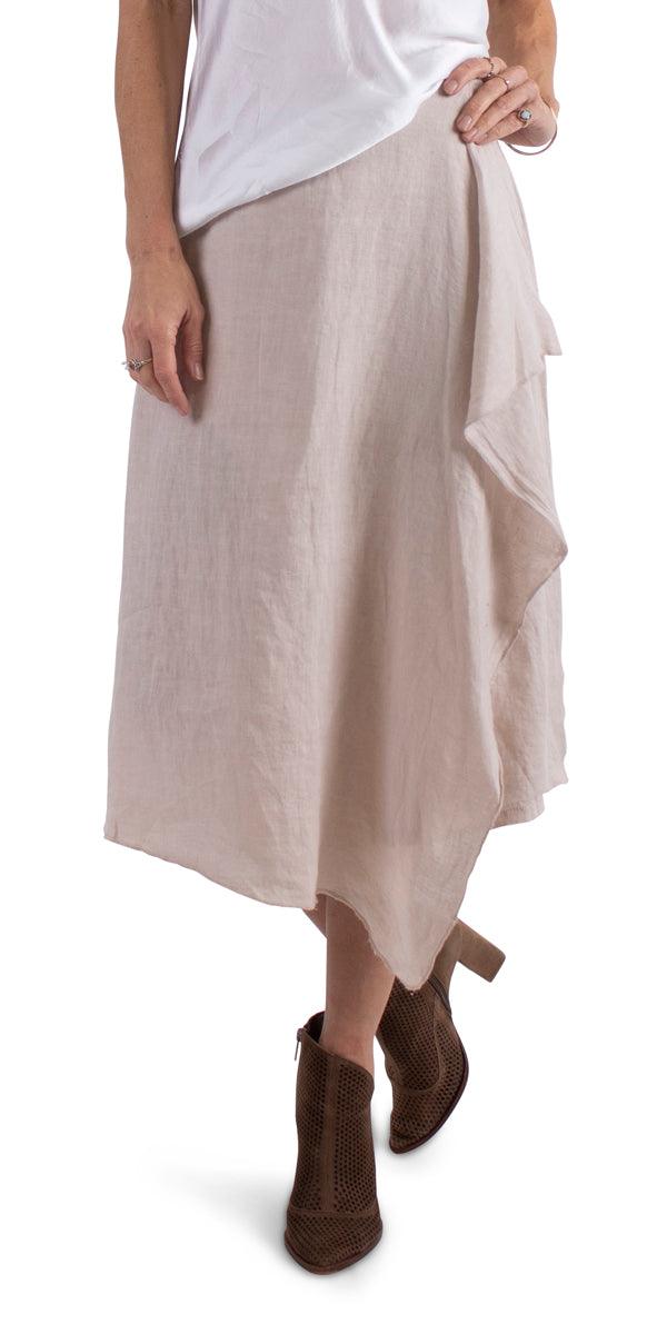 Valle Wrap Skirt - Gigi Moda - Made in Italy # 100% Linen, asymmetrical, Gigi Moda, linen skirt, Made in Italy, one size, Skirt, wrap skirt