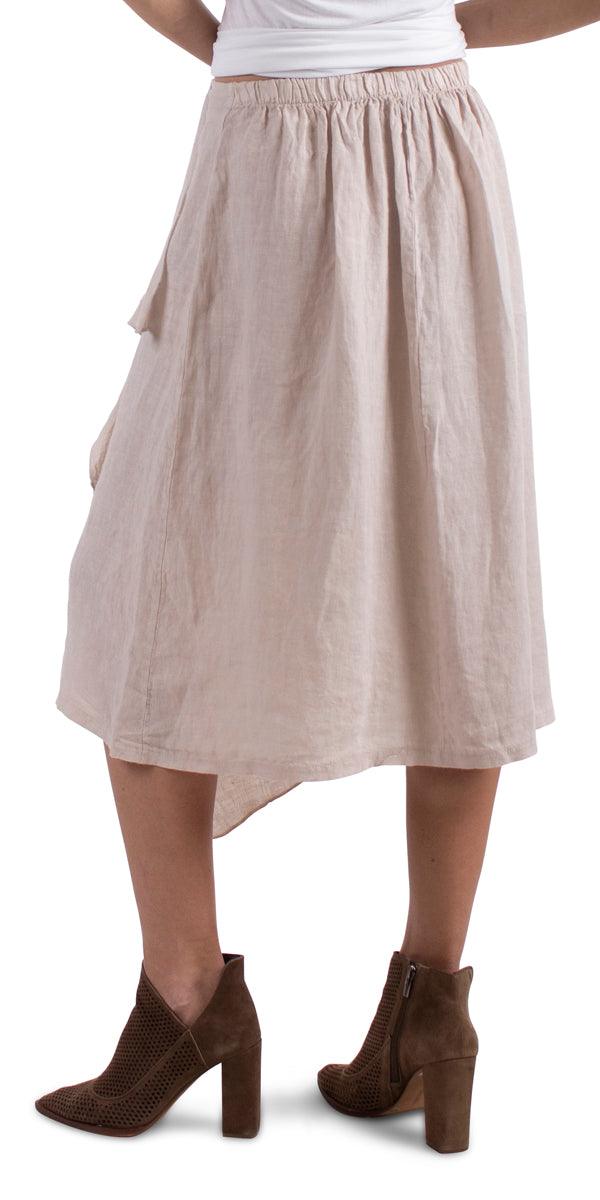 Valle Wrap Skirt - Gigi Moda - Made in Italy # 100% Linen, asymmetrical, Gigi Moda, linen skirt, Made in Italy, one size, Skirt, wrap skirt